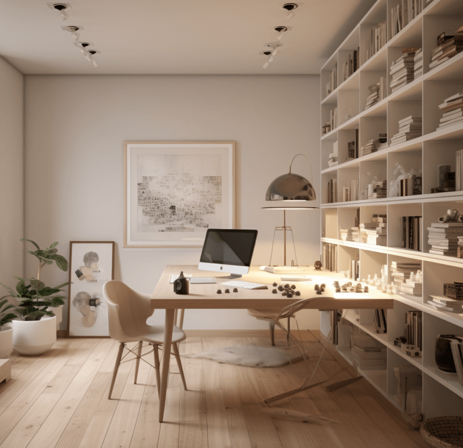 espacio de trabajo en sótano sin ventanas